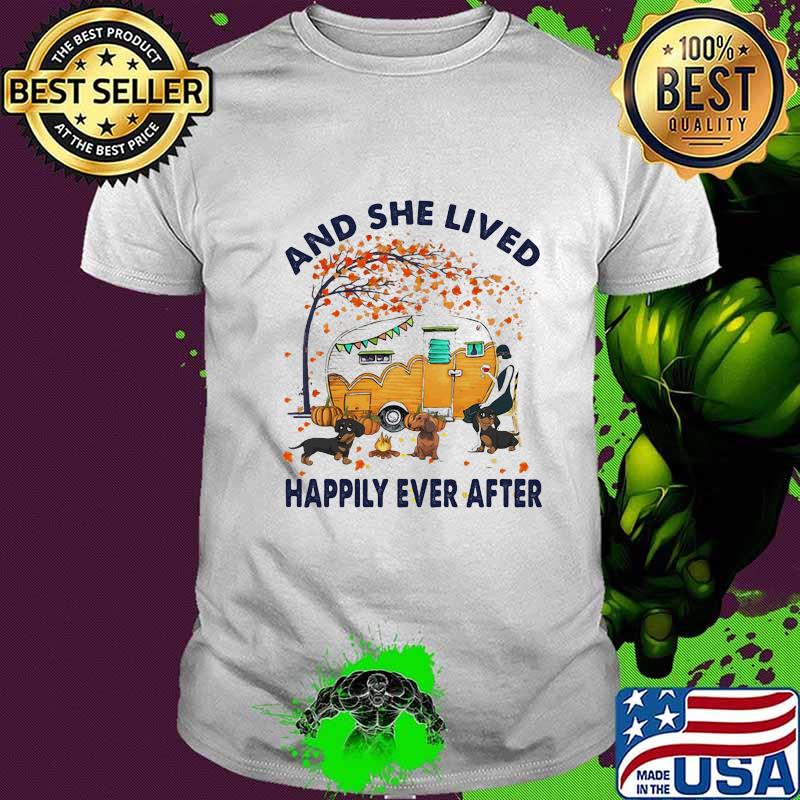 Camping dachshund and she lived happily ever after shirt