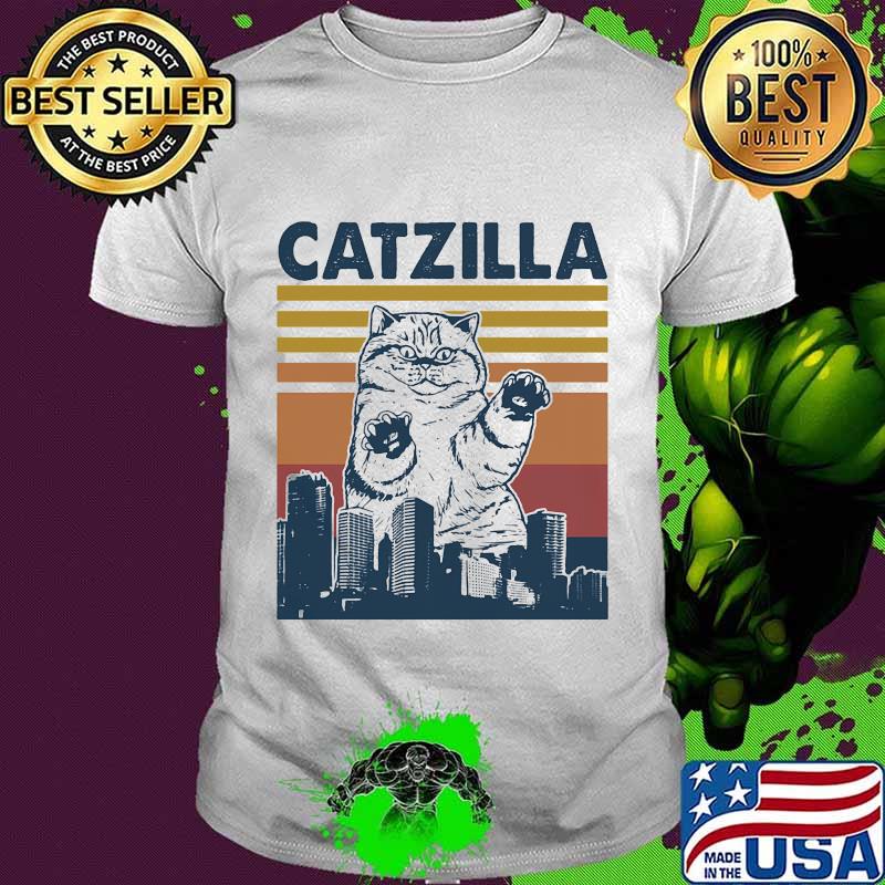 Cat catzilla vintage retro shirt