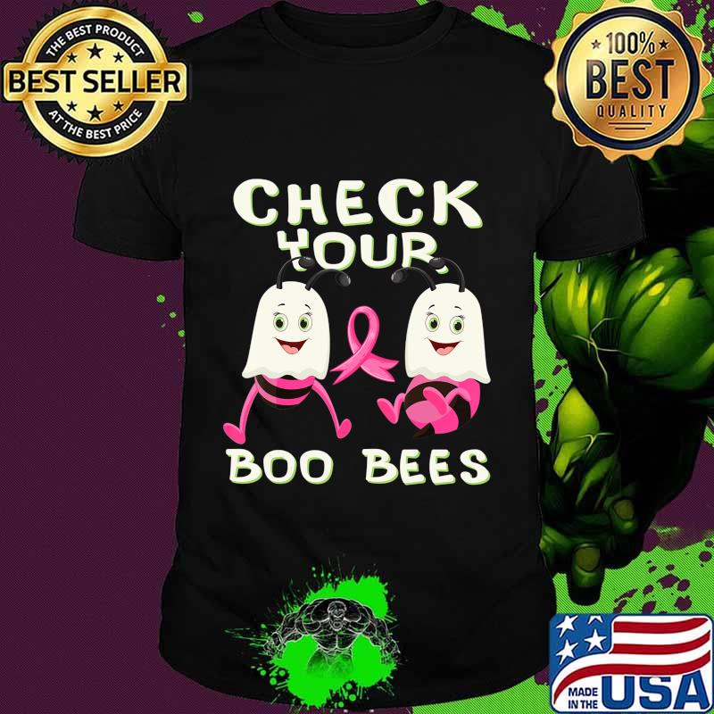 Check Your Boo Bees breast cancer ghost halloween Ribon fun T-Shirt