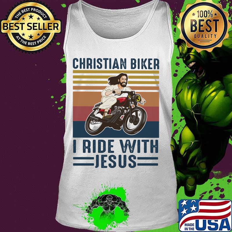 Christian biker I ride with jesus vintage retro s Tank top Christian biker I ride with jesus vintage retro s Tank top