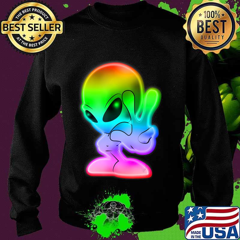 Colorful Alien Peace Sign UFO Alien Gift T-Shirt Sweater Colorful Alien Peace Sign UFO Alien Gift T-Shirt Sweater