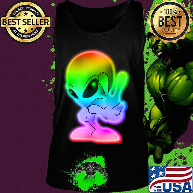Colorful Alien Peace Sign UFO Alien Gift T-Shirt Tank top Colorful Alien Peace Sign UFO Alien Gift T-Shirt Tank top