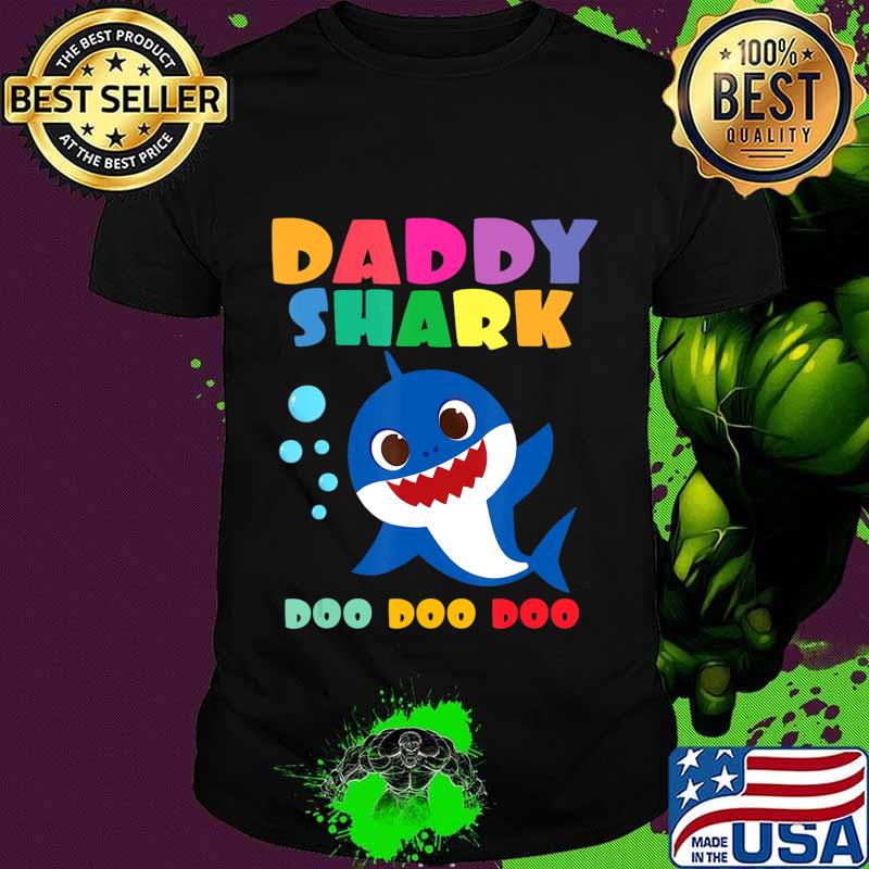 Daddy Shark T-Shirt Doo Doo Funny Baby Mommy Kids T-Shirt