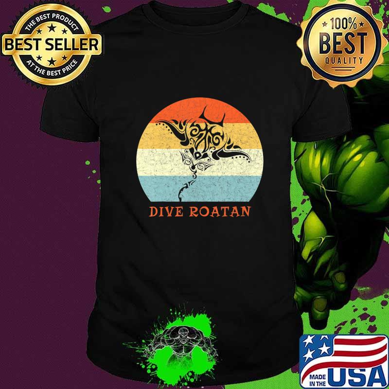 Dive Roatan Vintage Retro Tribal Stingray Vacation T-Shirt