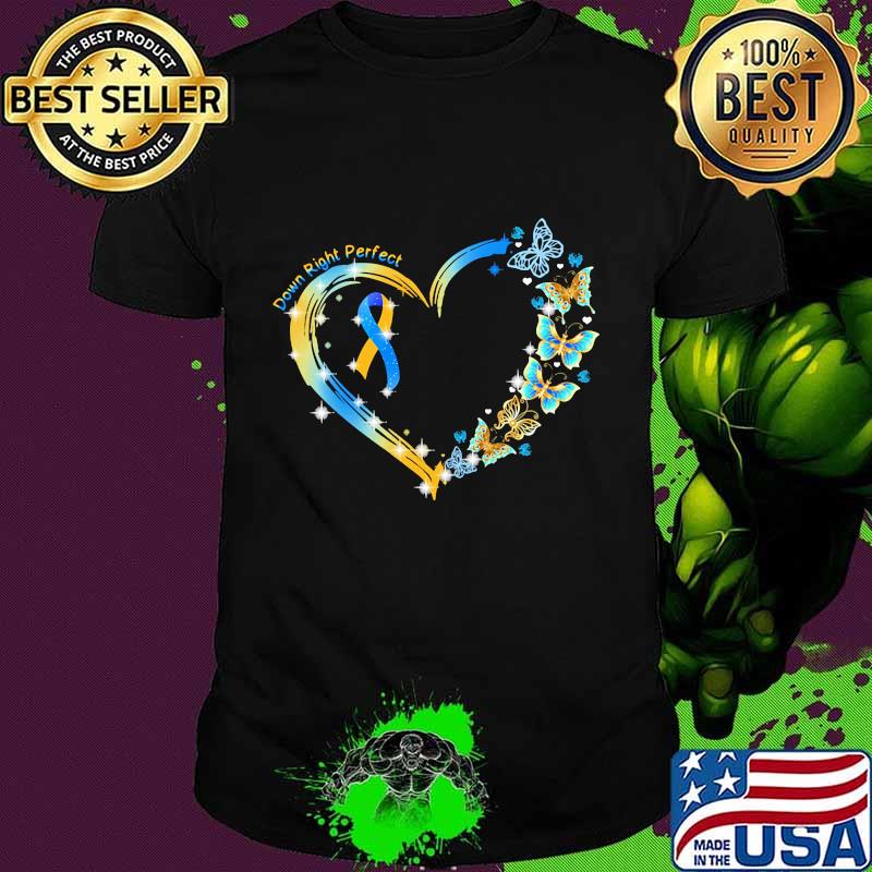 Down right perfect ribbon butterflies heart shirt