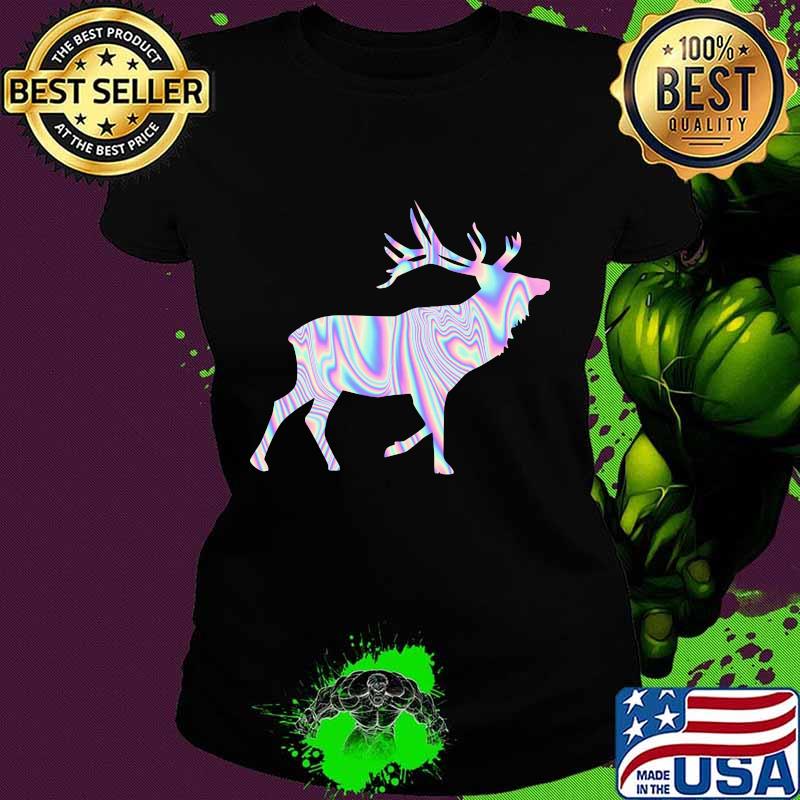 Elkaholic American Bull Elk Hunting Hunters Hologram Shirt Ladies tee Elkaholic American Bull Elk Hunting Hunters Hologram Shirt Ladies tee