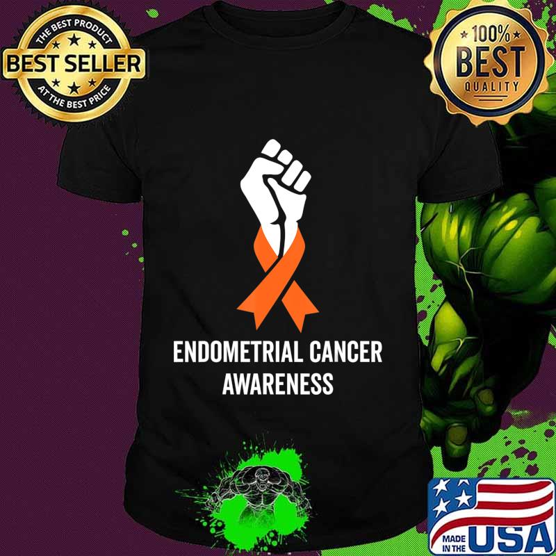 Endometrial Cancer Awareness Peach Ribbon Support Women Gift T-Shirt