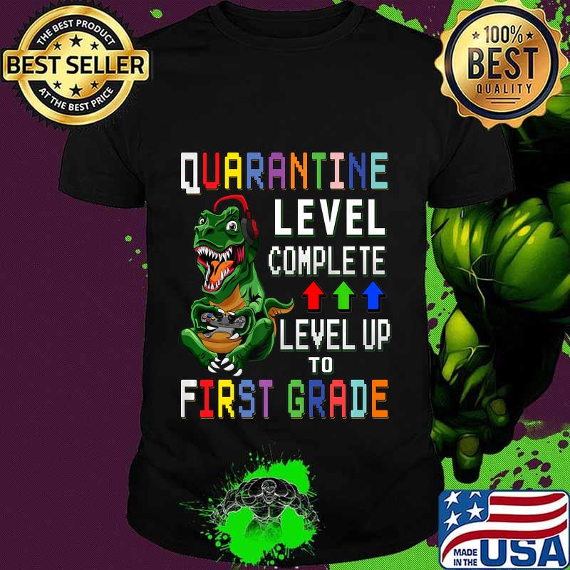 First Grade Quarantine Shirt Back To School T Rex Gamer Gift Premium T-Shirt