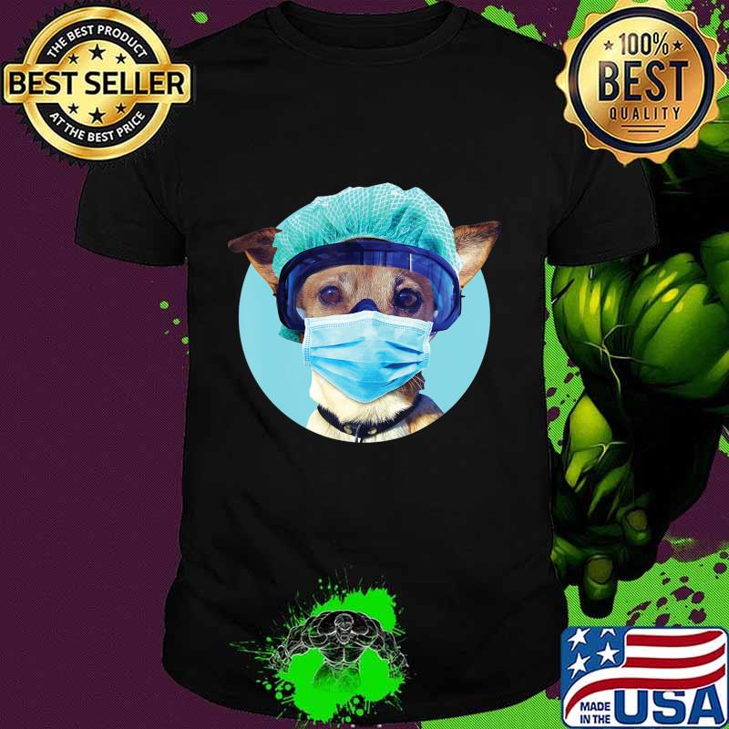 Funny Animal In Mask Blue Mask Cute Dog Cat Medical Nurse T-Shirt