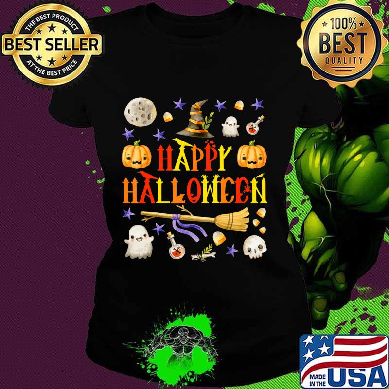 Funny Happy Halloween Scary Retro Boys Girls Kids T-Shirt Ladies tee Funny Happy Halloween Scary Retro Boys Girls Kids T-Shirt Ladies tee