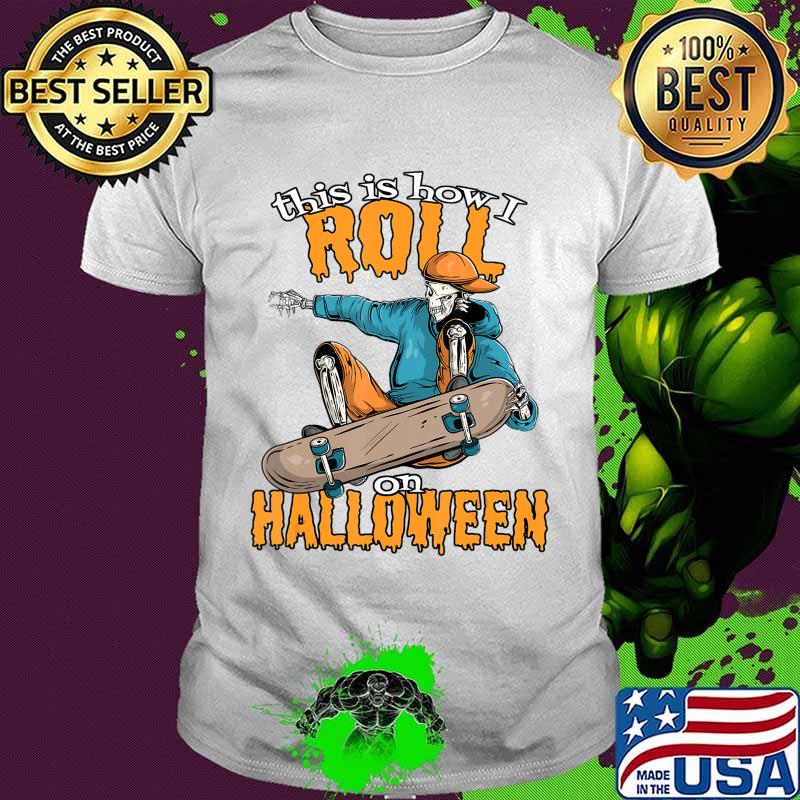 Funny Skateboarder Skeleton with Skateboard Skater Halloween T-Shirt