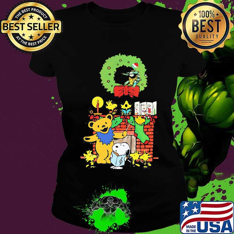 Grateful dead bear snoopy and turtle merry christmas s Ladies tee Grateful dead bear snoopy and turtle merry christmas s Ladies tee