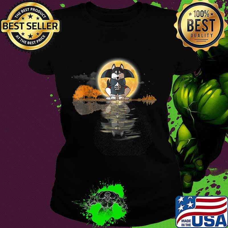 Guitar Lake Halloween Scary Husky with Moon T-Shirt Ladies tee Guitar Lake Halloween Scary Husky with Moon T-Shirt Ladies tee