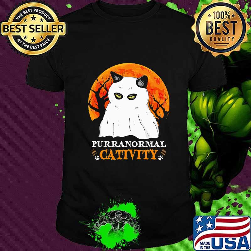 Halloween black cat boo purranormal cativity sunset shirt
