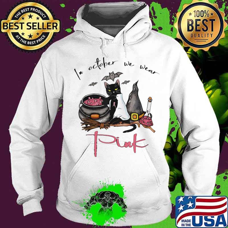 Halloween Cat In October We Wear Pink Ribbon Breast Cancer T-Shirt Hoodie Halloween Cat In October We Wear Pink Ribbon Breast Cancer T-Shirt Hoodie