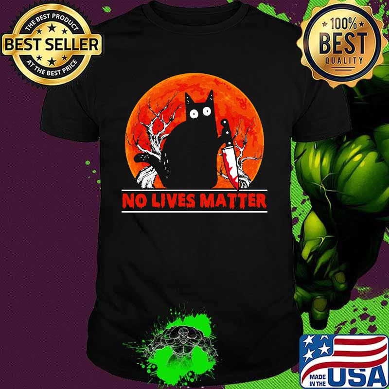 Halloween cat no lives matter sunset shirt