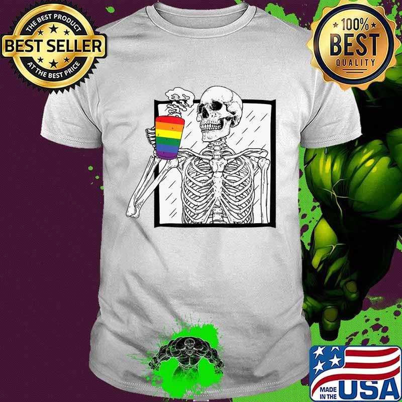 Halloween Coffee Drinking Skeleton Skull Coffee Lovers T-Shirt