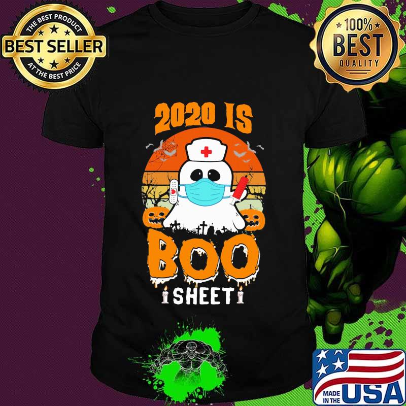 Halloween ghost mask 2020 is boo sheet vintage retro shirt