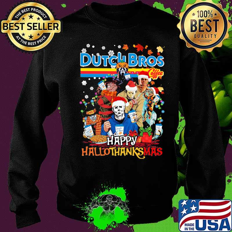 Halloween horror characters dutch bros happy hallothanksmas halloween thanksgiving christmas s Sweater Halloween horror characters dutch bros happy hallothanksmas halloween thanksgiving christmas s Sweater