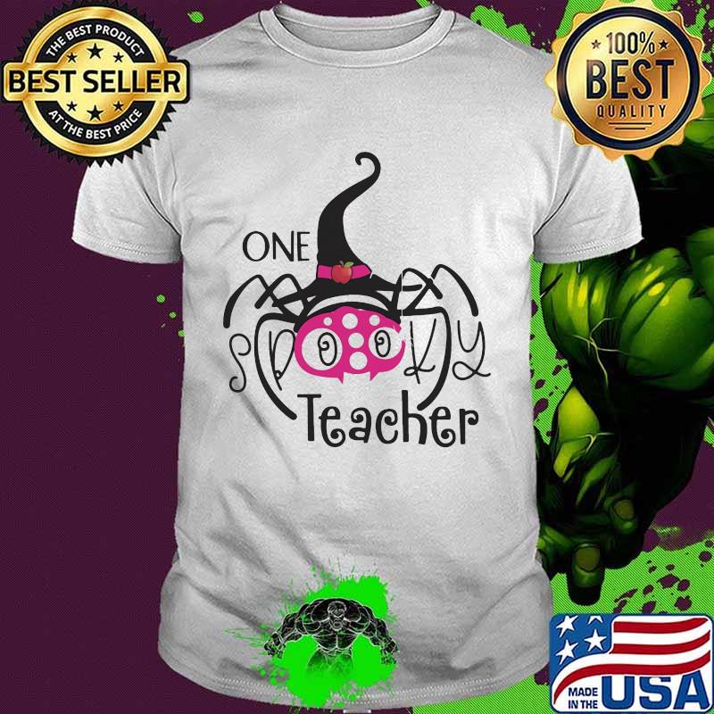 Halloween spider witch one teacher shirt