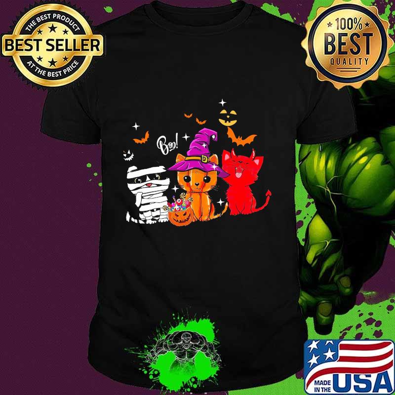 Happy halloween cats witch boo shirt