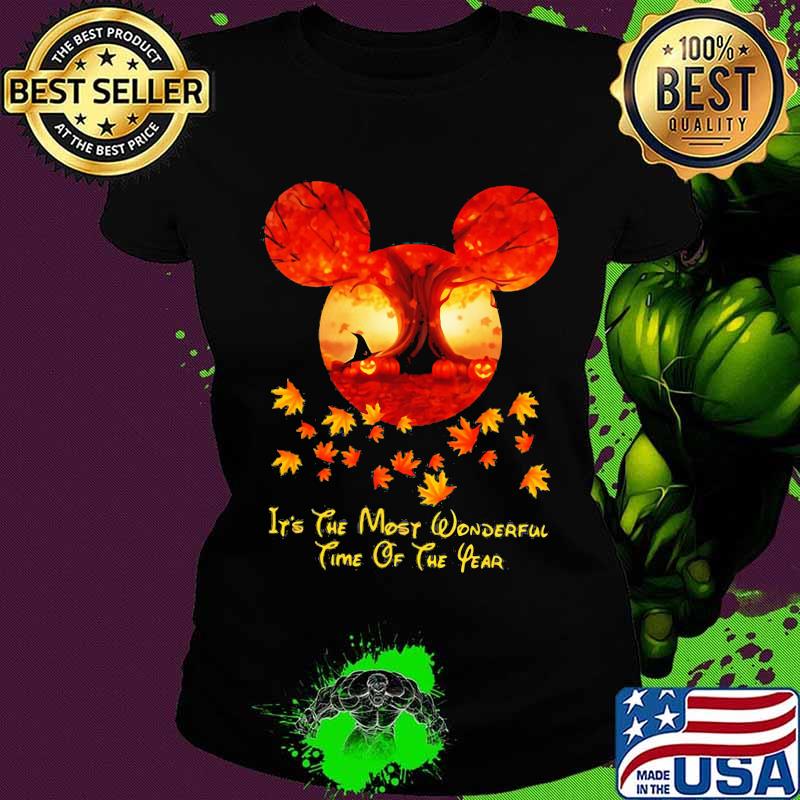 Happy halloween mickey mouse it's the most wonderful time of the year leaves tree s Ladies tee Happy halloween mickey mouse it's the most wonderful time of the year leaves tree s Ladies tee