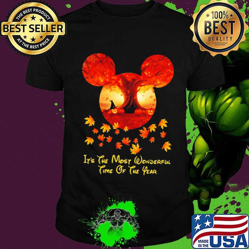 Happy halloween mickey mouse it's the most wonderful time of the year leaves tree shirt Happy halloween mickey mouse it's the most wonderful time of the year leaves tree shirt