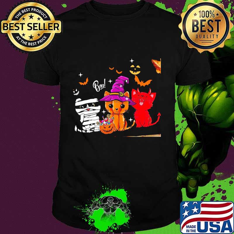 Happy halloween scaredy cat witch boo shirt