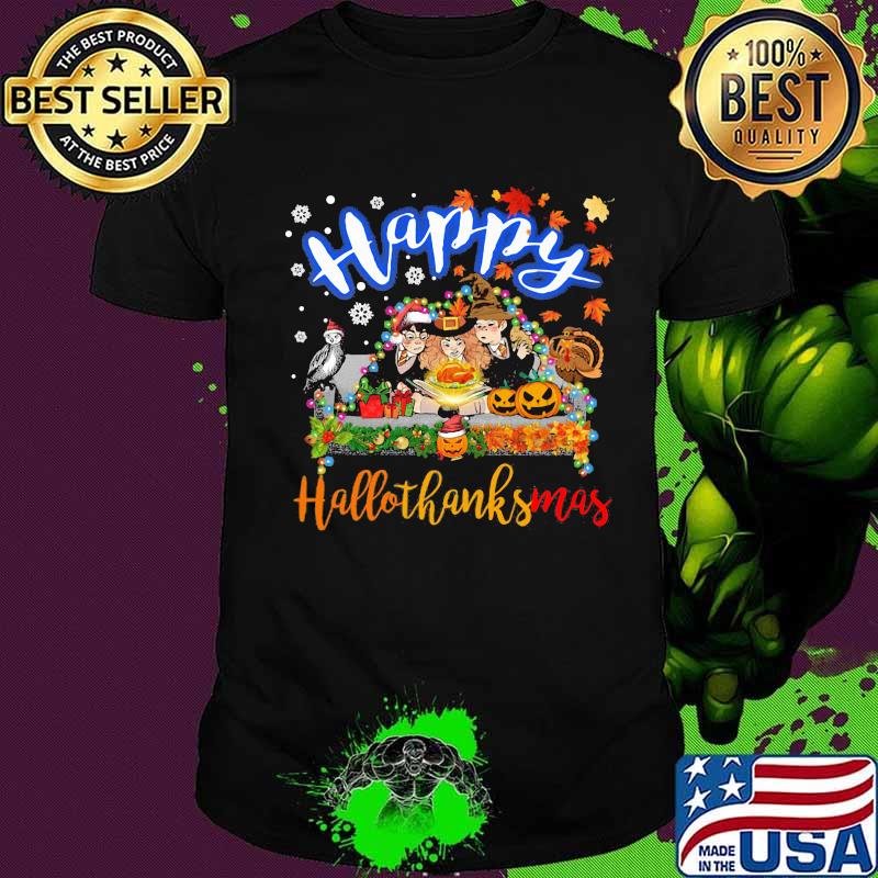 Harry potter happy hallothanksmas halloween thanksgiving christmas shirt