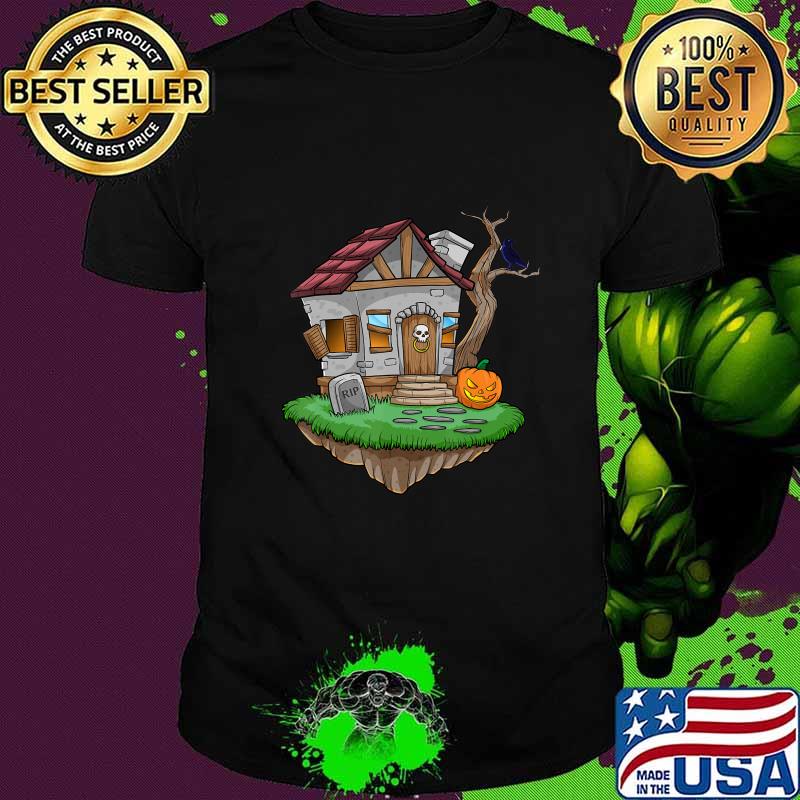 Haunted House On Halloween Crow Spooky Jack o Lantern T-Shirt