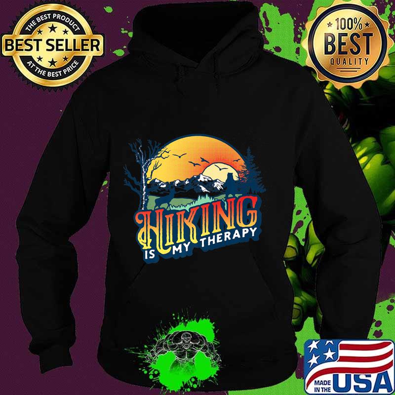 Hiking Is My Therapy - Vintage 80s Outdoor Nature Graphic Premium T-Shirt Hoodie Hiking Is My Therapy - Vintage 80s Outdoor Nature Graphic Premium T-Shirt Hoodie