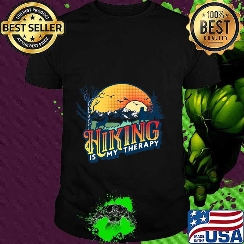 Hiking Is My Therapy - Vintage 80s Outdoor Nature Graphic Premium T-Shirt Hiking Is My Therapy - Vintage 80s Outdoor Nature Graphic Premium T-Shirt