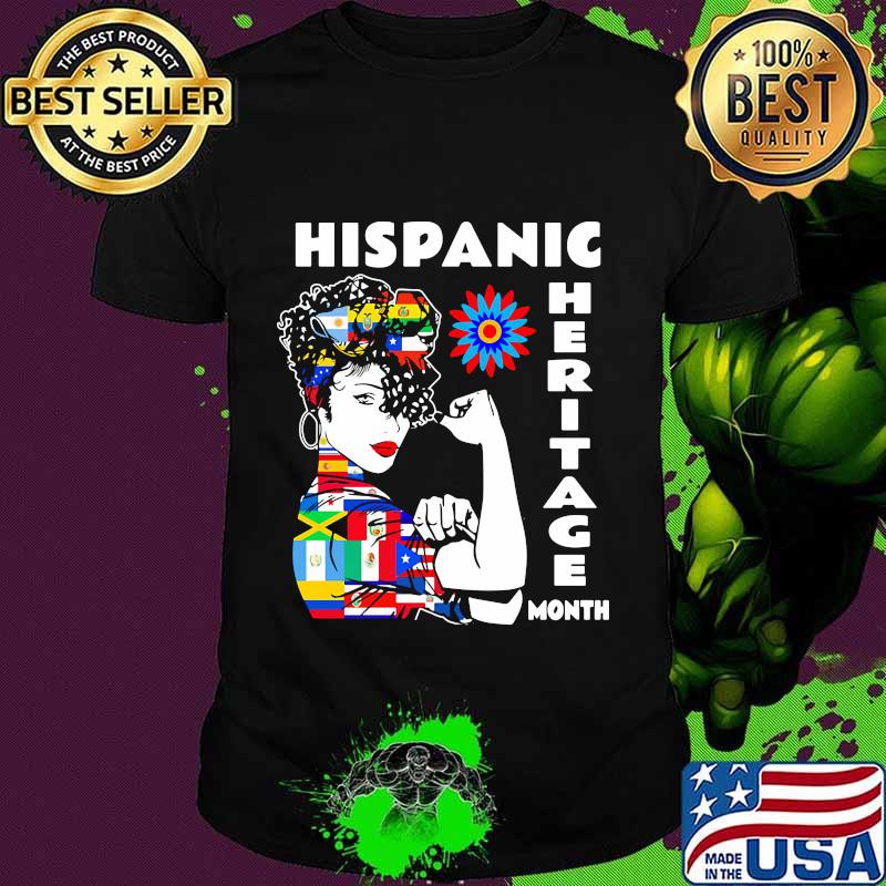 Hispanic heritage month woman flags shirt