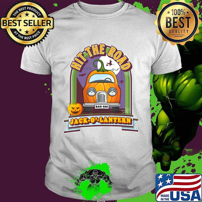 Hit The Road Jack o Lantern Halloween pumpkin retro cartoon T-Shirt