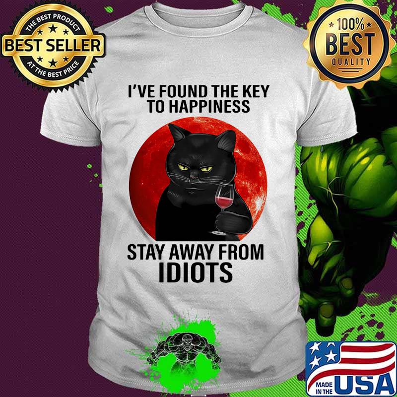 I found the key to happiness stay away from idiots black cat moon blood halloween shirt I found the key to happiness stay away from idiots black cat moon blood halloween shirt