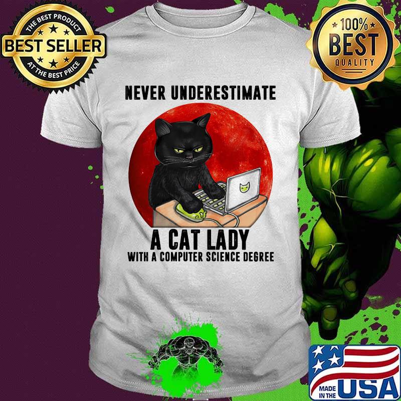 I is developer i make computer beep boop beep boop black cat moon blood halloween shirt