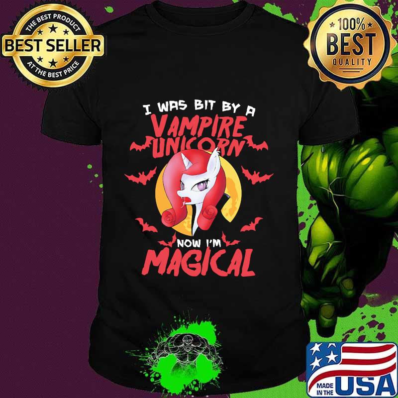 I Was Bit By A Vampire Unicorn Now I'm Magical Moon Halloween Shirt