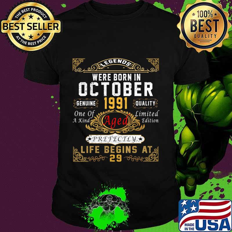 Legends Were Born In October 1991 29th Birthday Gift T-Shirt