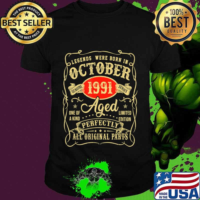 Legends Were Born In October 1991 29Th Birthday Shirt