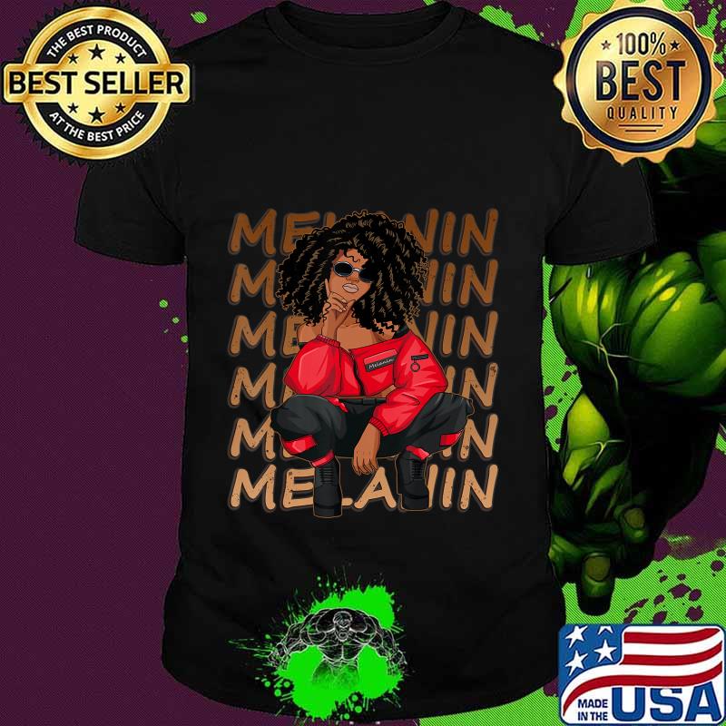Melanin Afro Natural Hair Queen Cute Black Girl Magic Gift T-Shirt