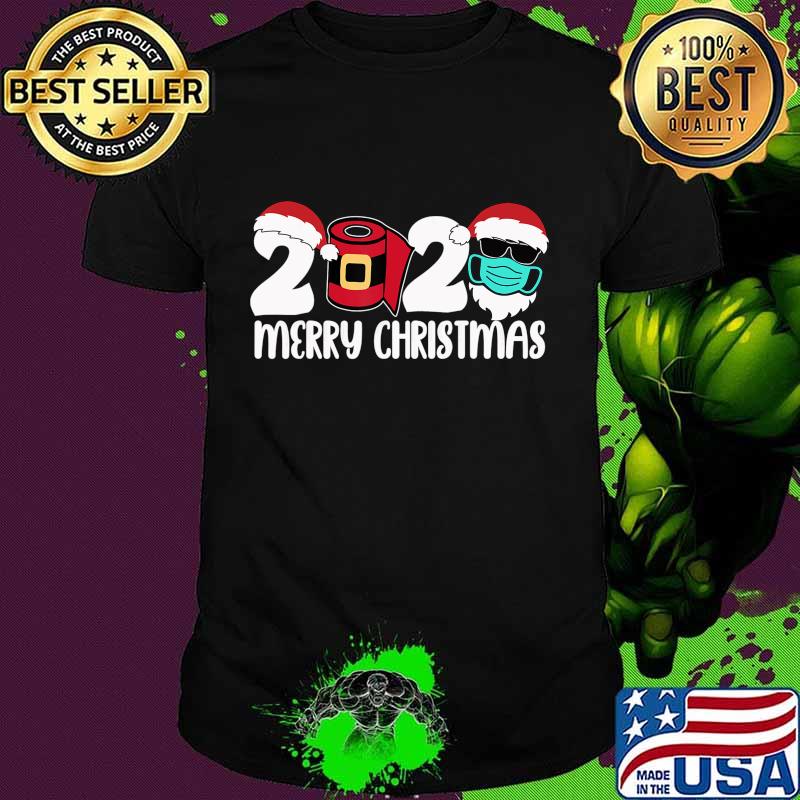 Merry Christmas 2020 Quarantine Christmas Santa Face Mask Shirt