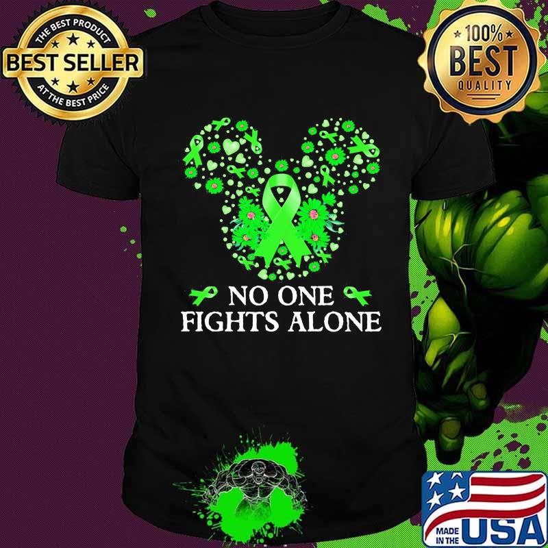 Mickey mouse no one fights alone flowers hearts shirt