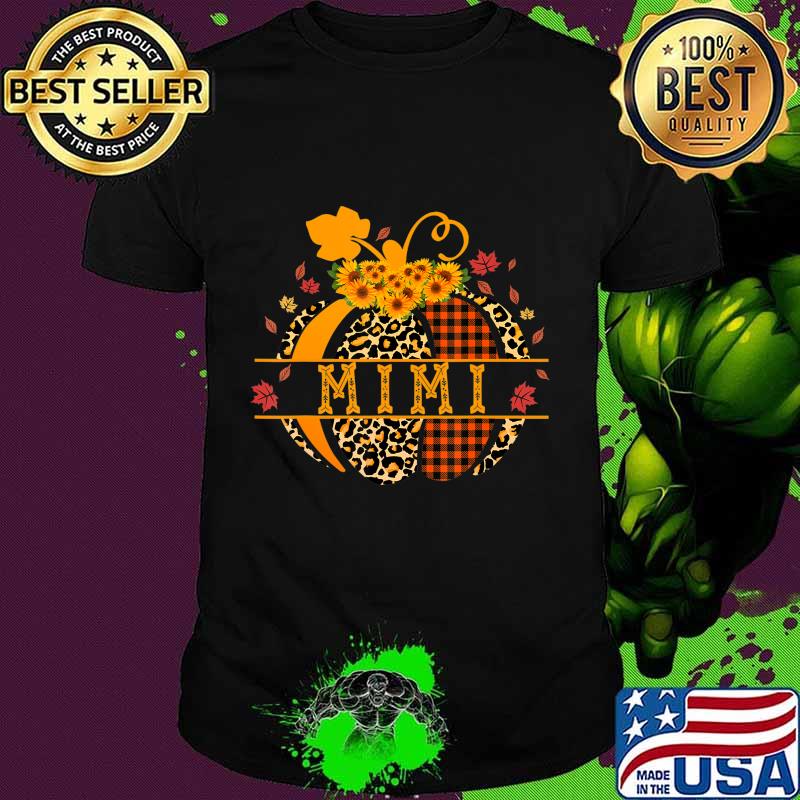 Mimi Pumpkin Leopard Print Sunflower Grandma Buffalo Plaid T-Shirt