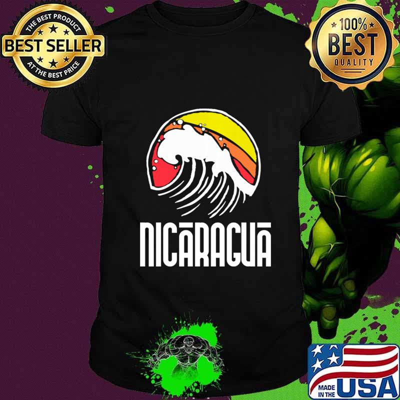 Nicaragua Vintage 80s Retro Surfing Beach Wave Graphic Pullover shirt