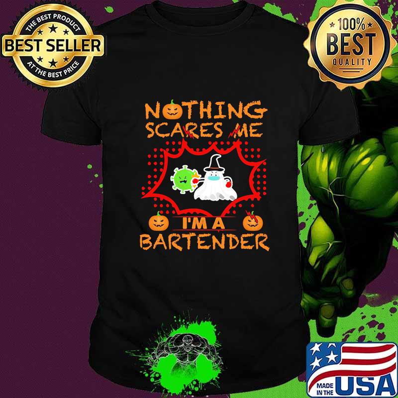 Nothing Scares Me I'm A Bartender Coronavirus Pumpkin Halloween Shirt