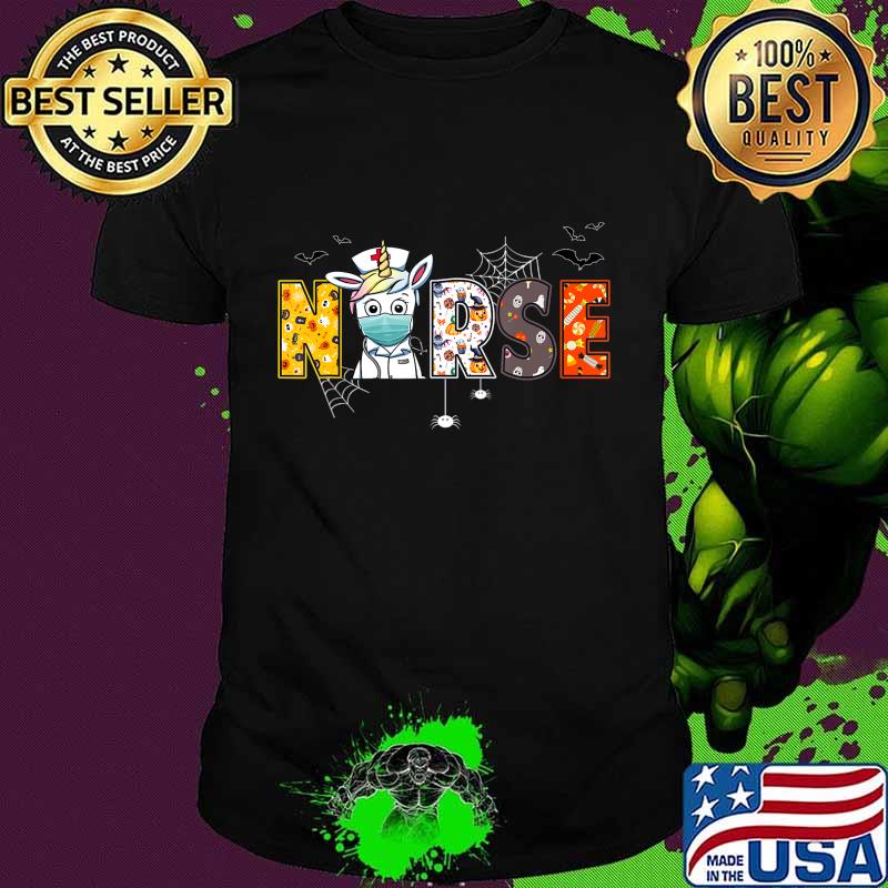 Nurse Halloween Shirt Unicorn Pumpkin Boo Spider Witch Hat T-Shirt