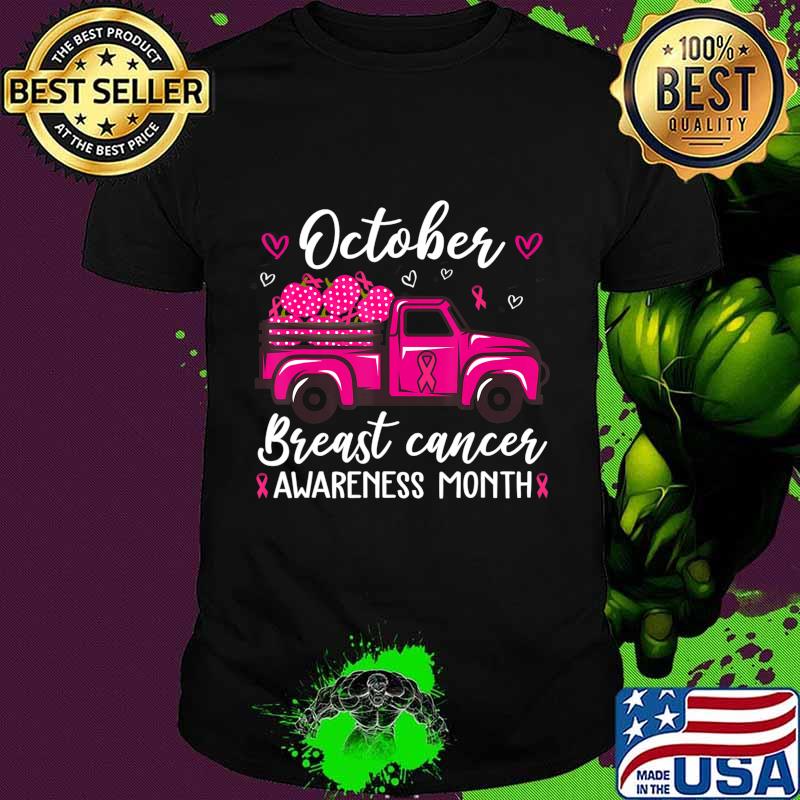 October Breast Cancer Awareness Month Pumpkin Truck Gifts T-Shirt