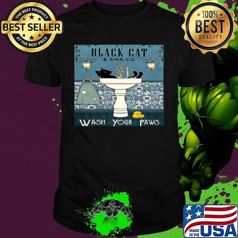 Official Black Cat And Sink Co Wash Your Paws Shirt