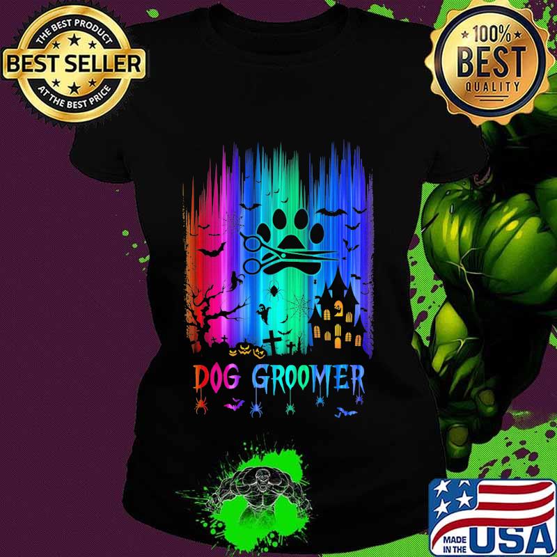 Official dog groomer colors bats pumpkin halloween s Ladies tee Official dog groomer colors bats pumpkin halloween s Ladies tee