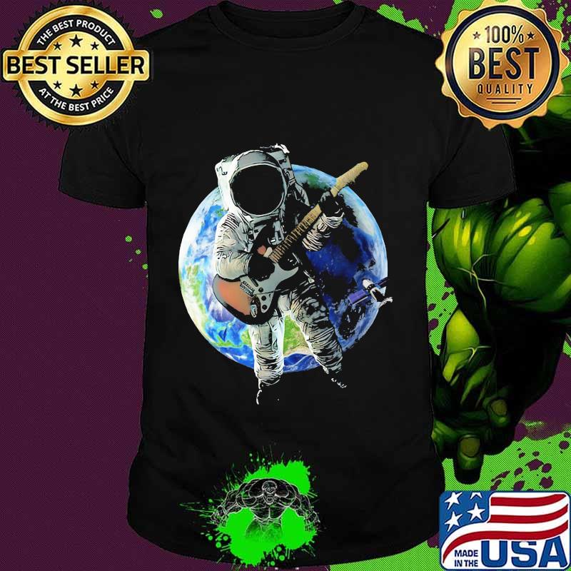 Official guitar astronaut earth shirt